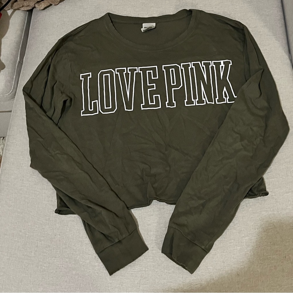 PINK Victoria's Secret Dark Green Crop Top